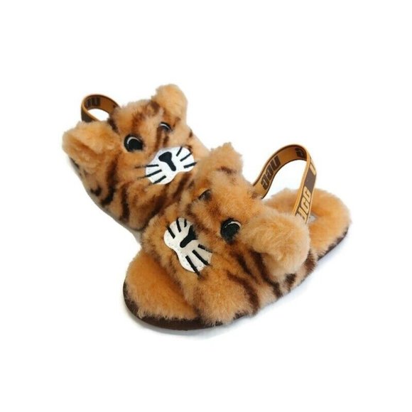 UGG Fluff Yea Slide Tiger Stuffie Slippers 1124940T Size 9 Toddler Ages 4-5 - Picture 4 of 8